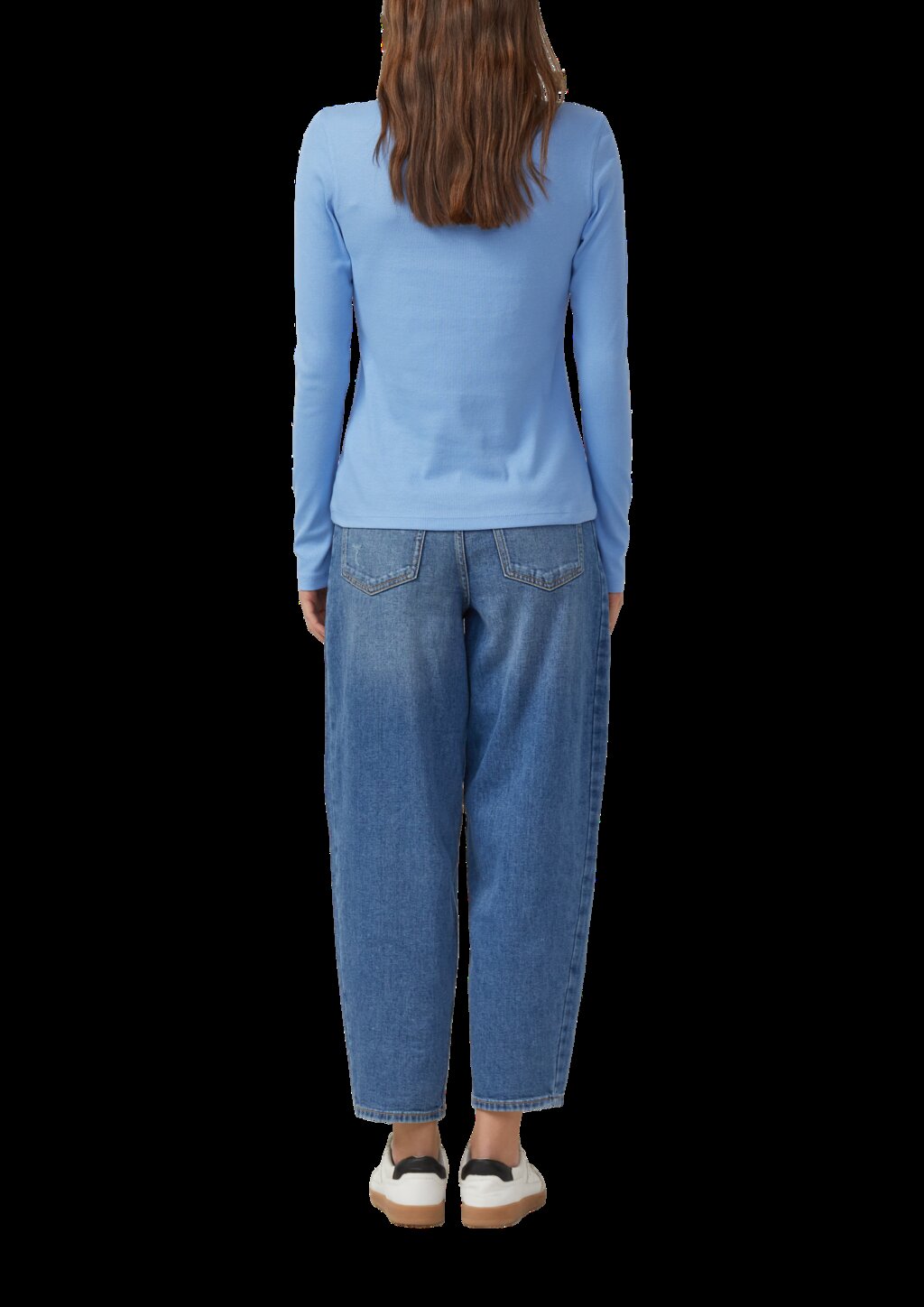 Geripptes Langarmshirt im Slim Fit mit Stickerei