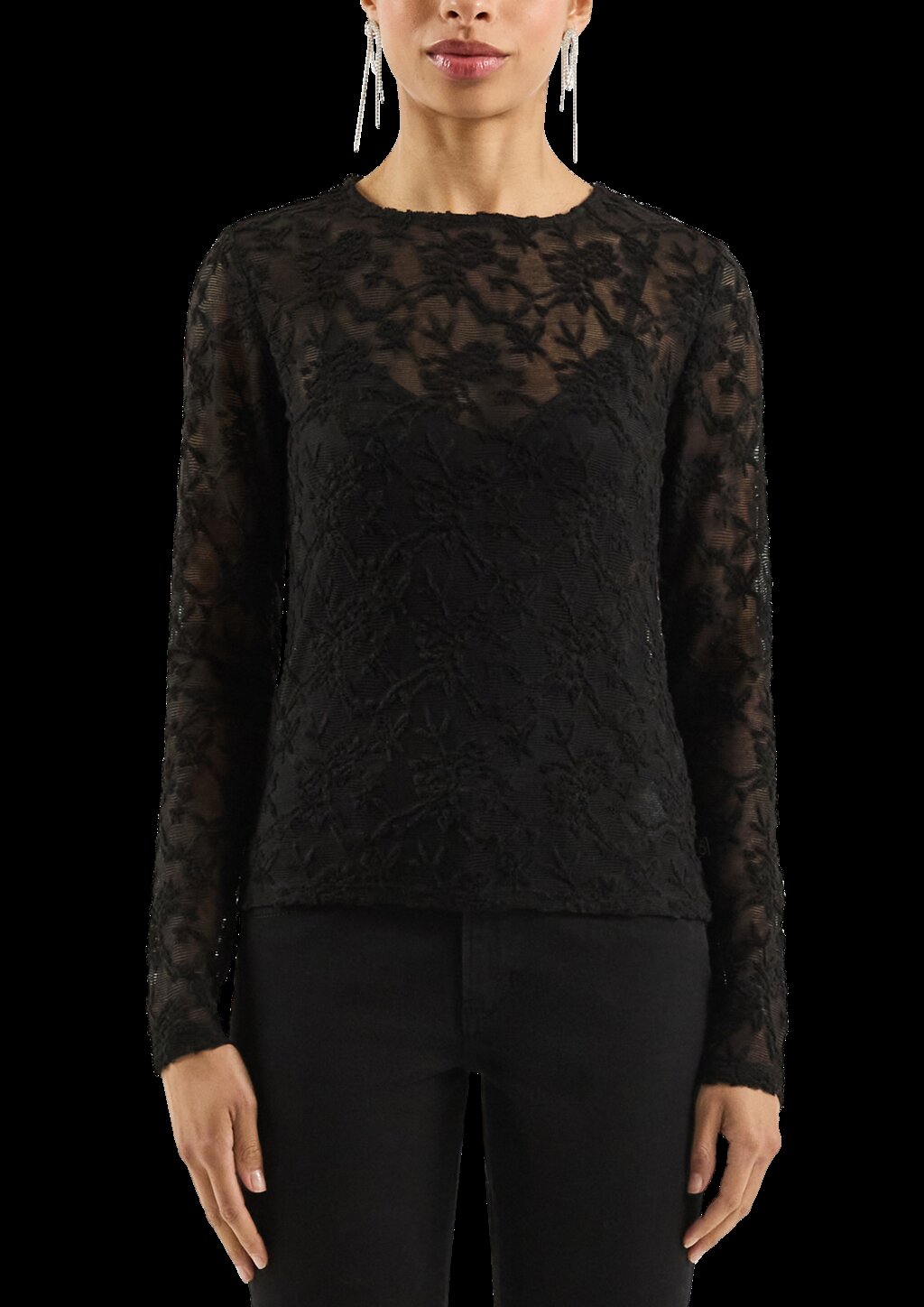 Langarmshirt aus weicher Spitze