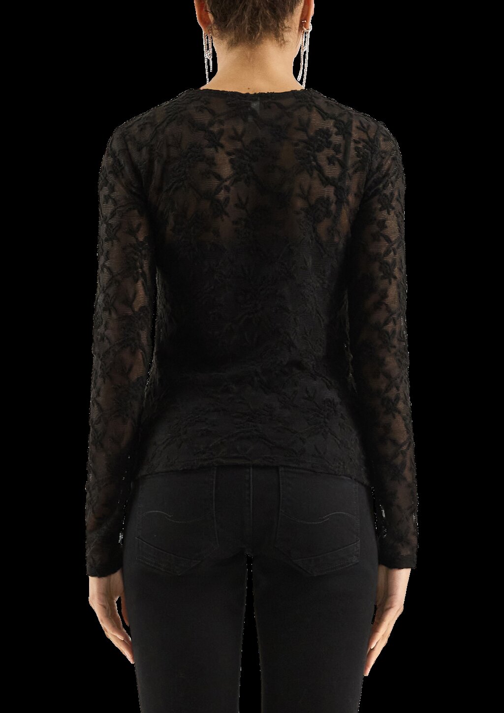 Langarmshirt aus weicher Spitze