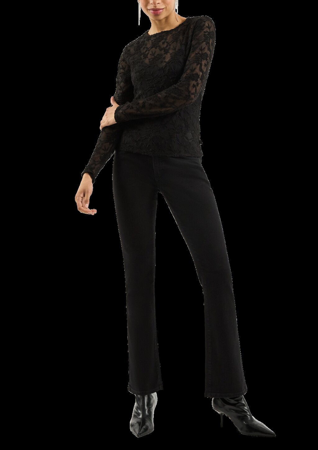 Langarmshirt aus weicher Spitze