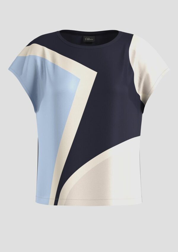 Viskose-Shirt im Fabricmix mit überschnittenen Schultern