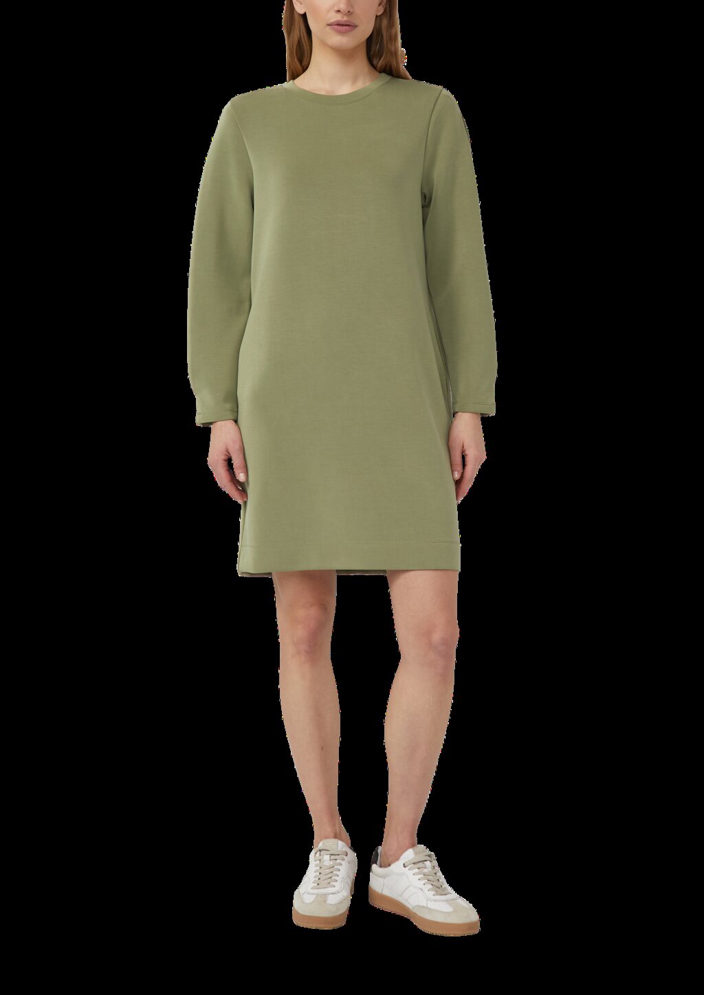 Kurzes Scuba-Kleid mit Faltendetail am Ärmel