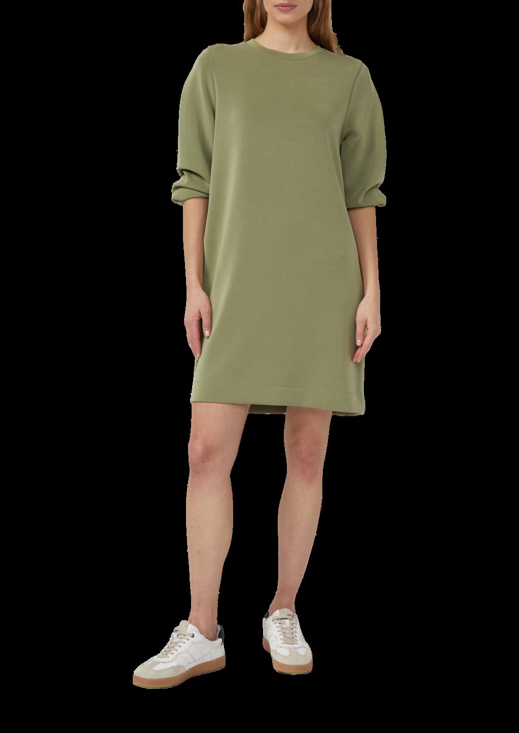 Kurzes Scuba-Kleid mit Faltendetail am Ärmel