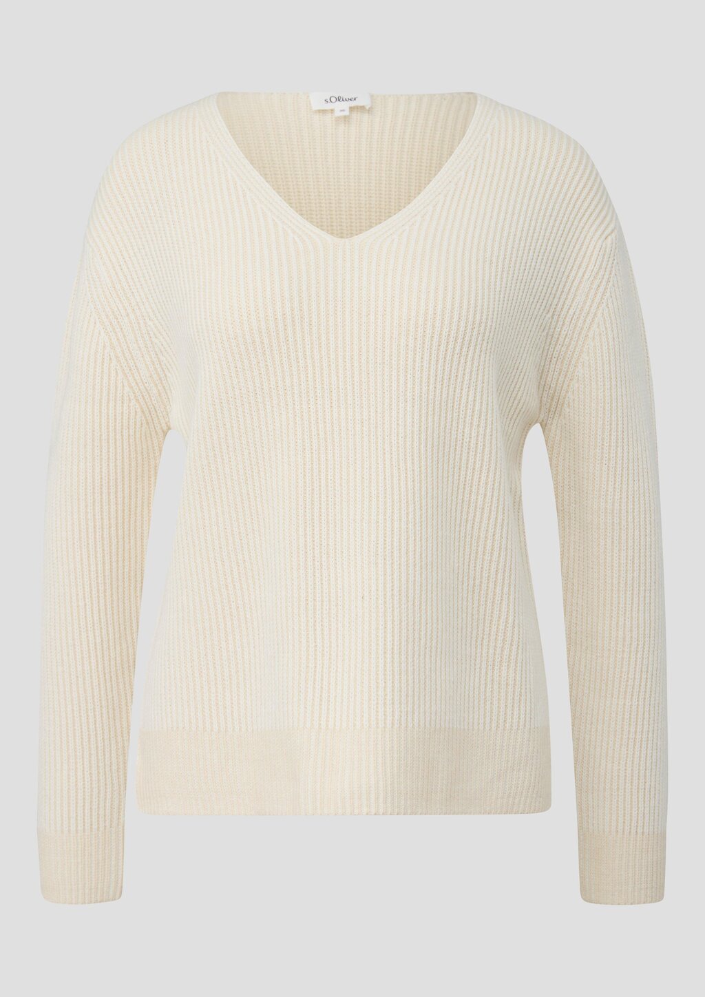 Baumwollmix-Strickpullover mit V-Ausschnitt