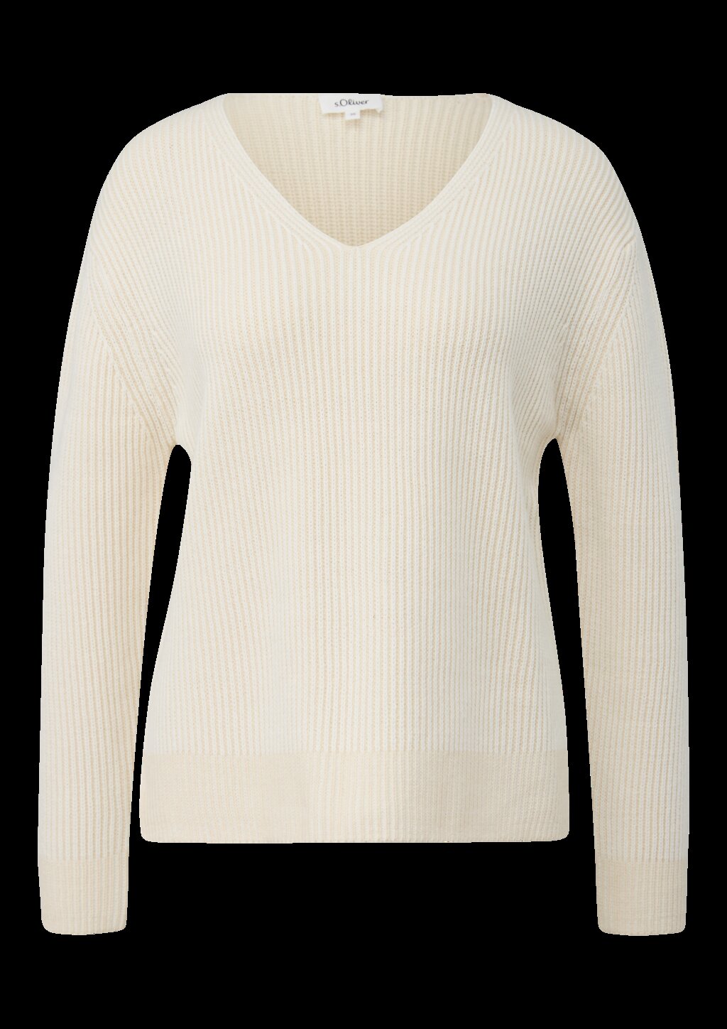 Baumwollmix-Strickpullover mit V-Ausschnitt