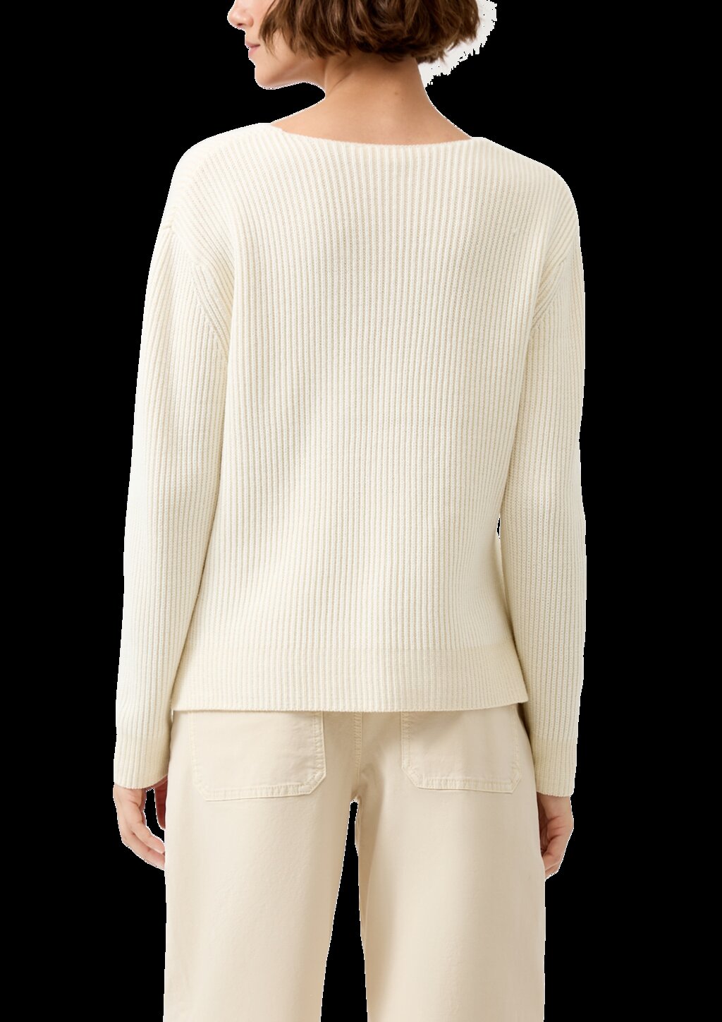 Baumwollmix-Strickpullover mit V-Ausschnitt