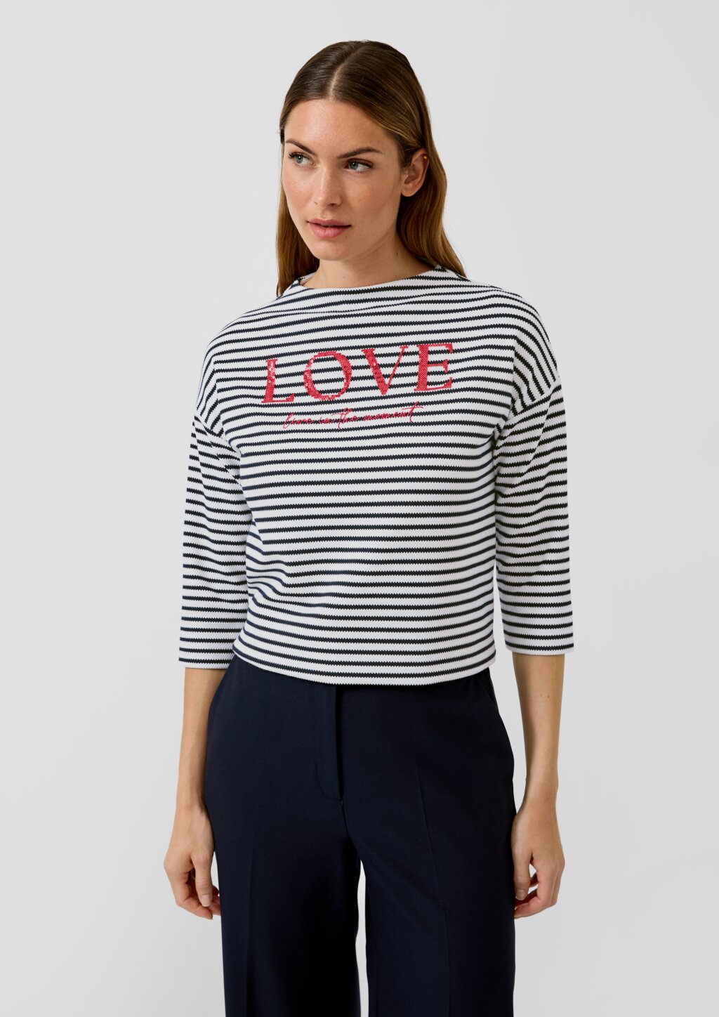 Strukturiertes Sweatshirt mit 3/4-Ärmeln und Artwork