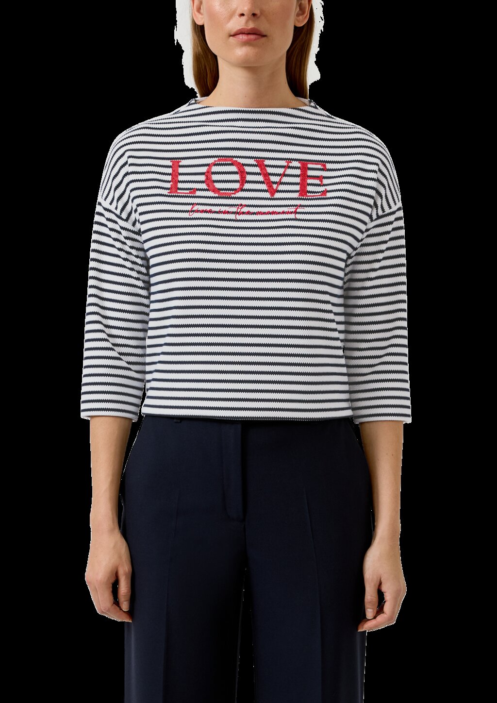 Strukturiertes Sweatshirt mit 3/4-Ärmeln und Artwork