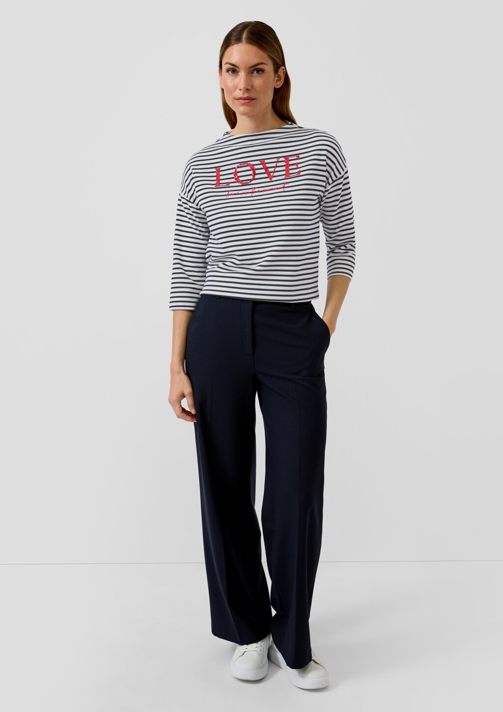 Strukturiertes Sweatshirt mit 3/4-Ärmeln und Artwork