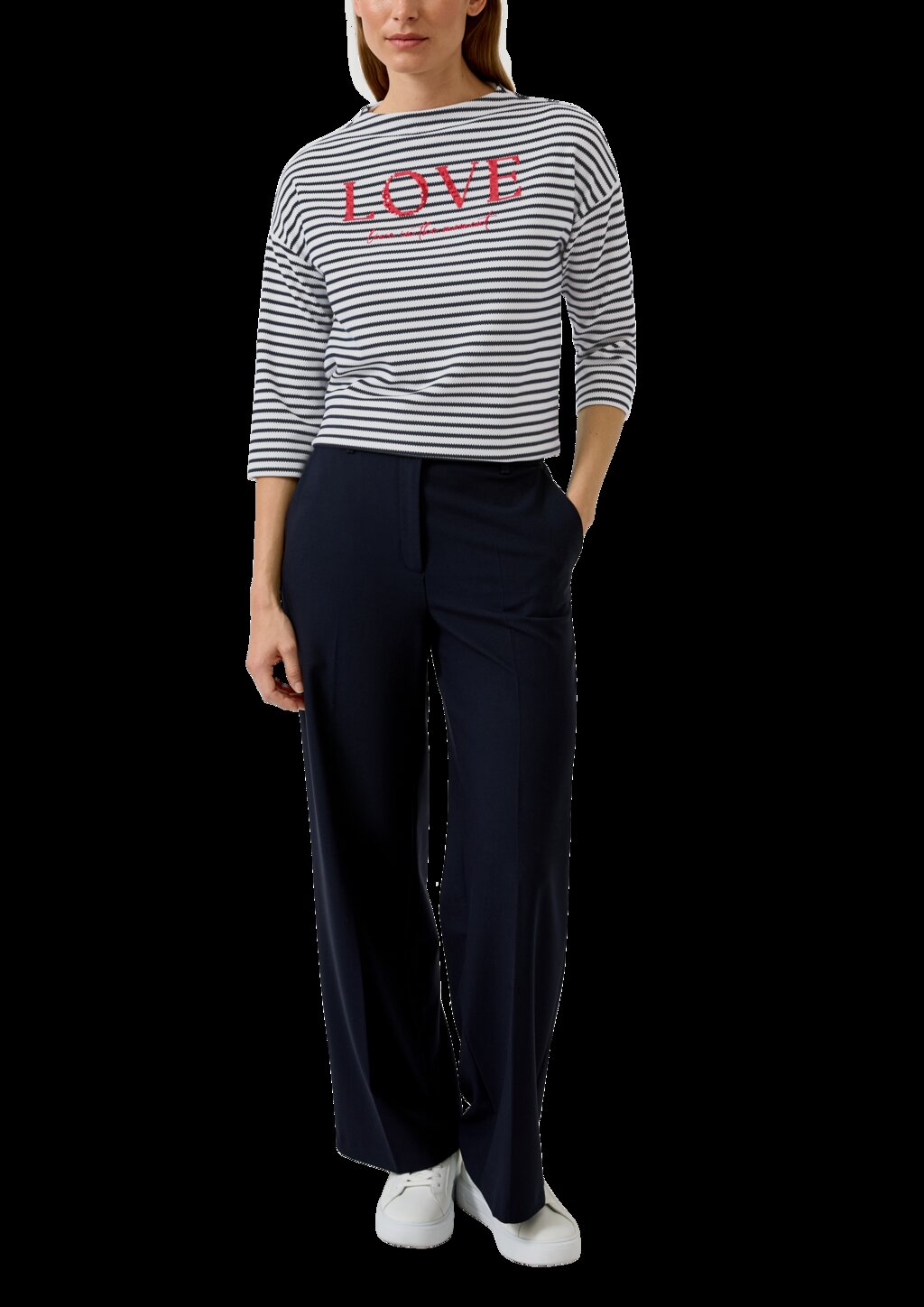 Strukturiertes Sweatshirt mit 3/4-Ärmeln und Artwork