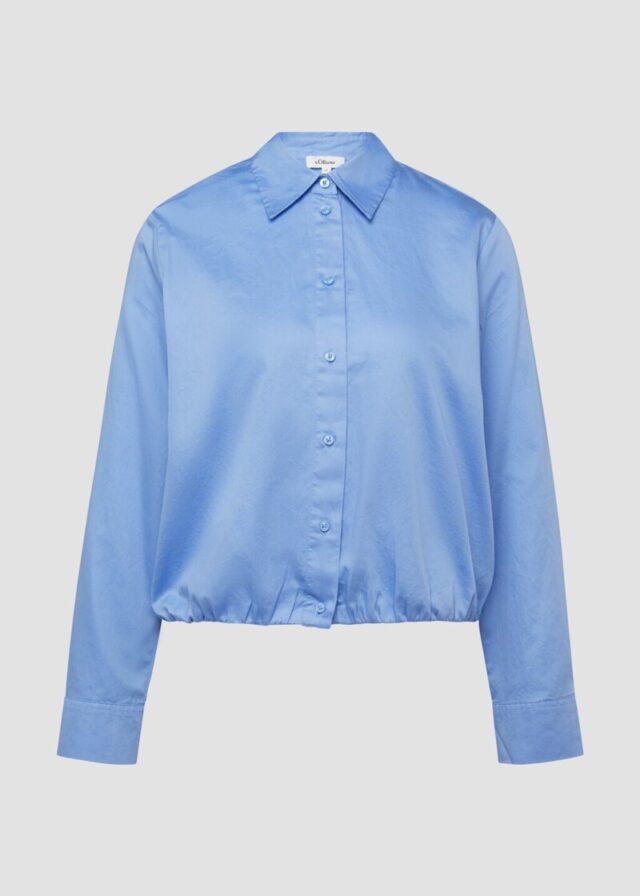 Baumwollsatin-Bluse mit Raffung