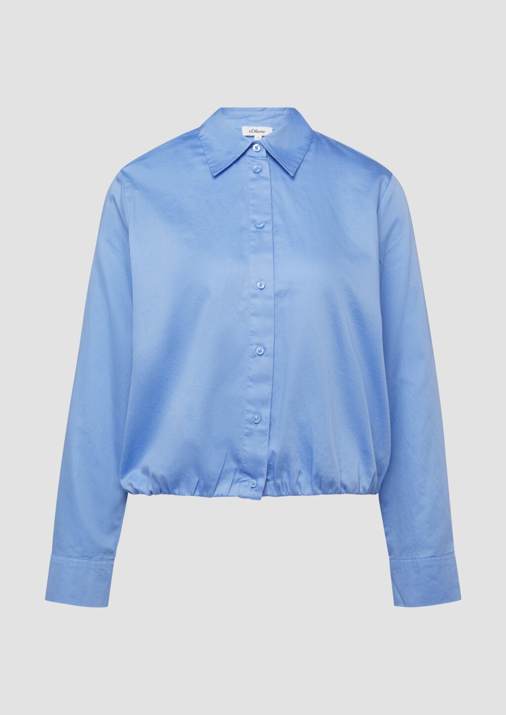 Baumwollsatin-Bluse mit Raffung