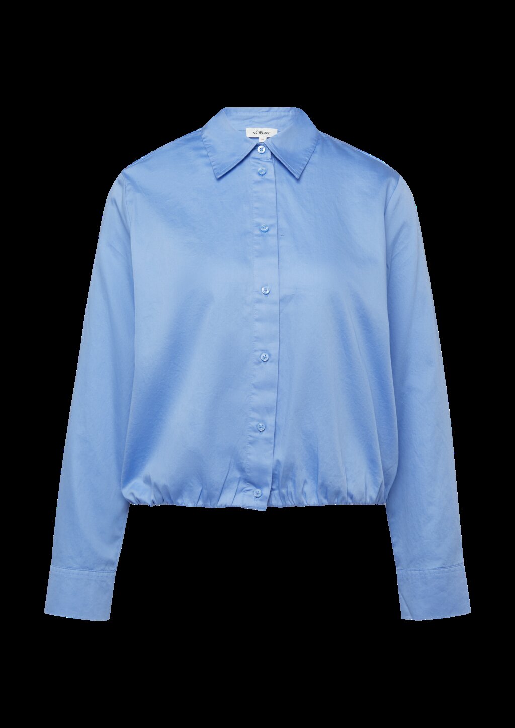 Baumwollsatin-Bluse mit Raffung