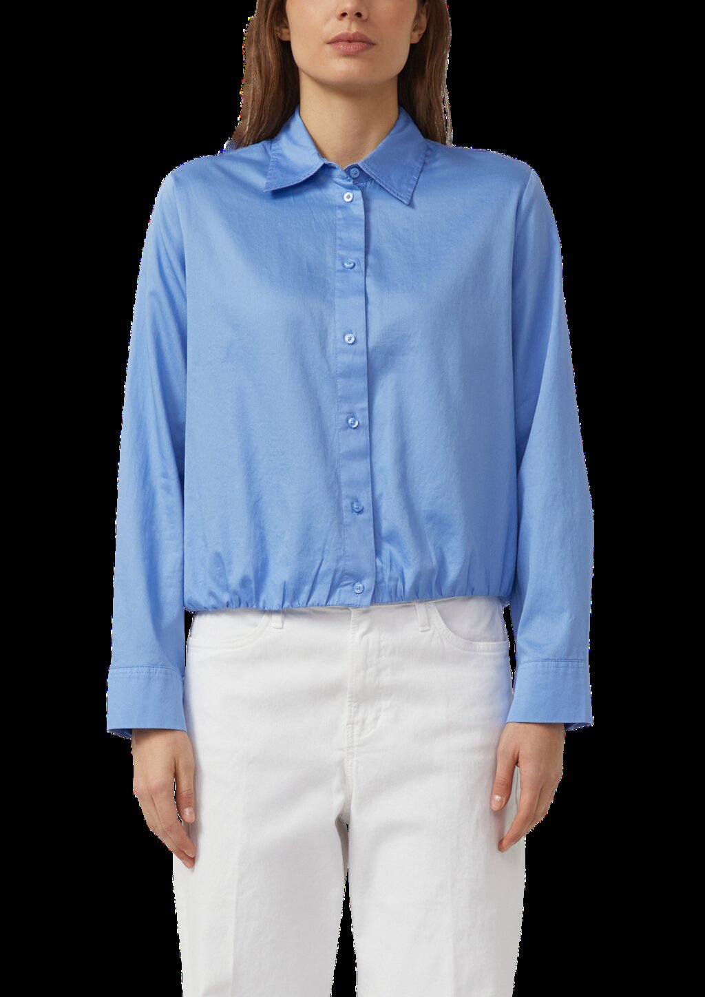 Baumwollsatin-Bluse mit Raffung