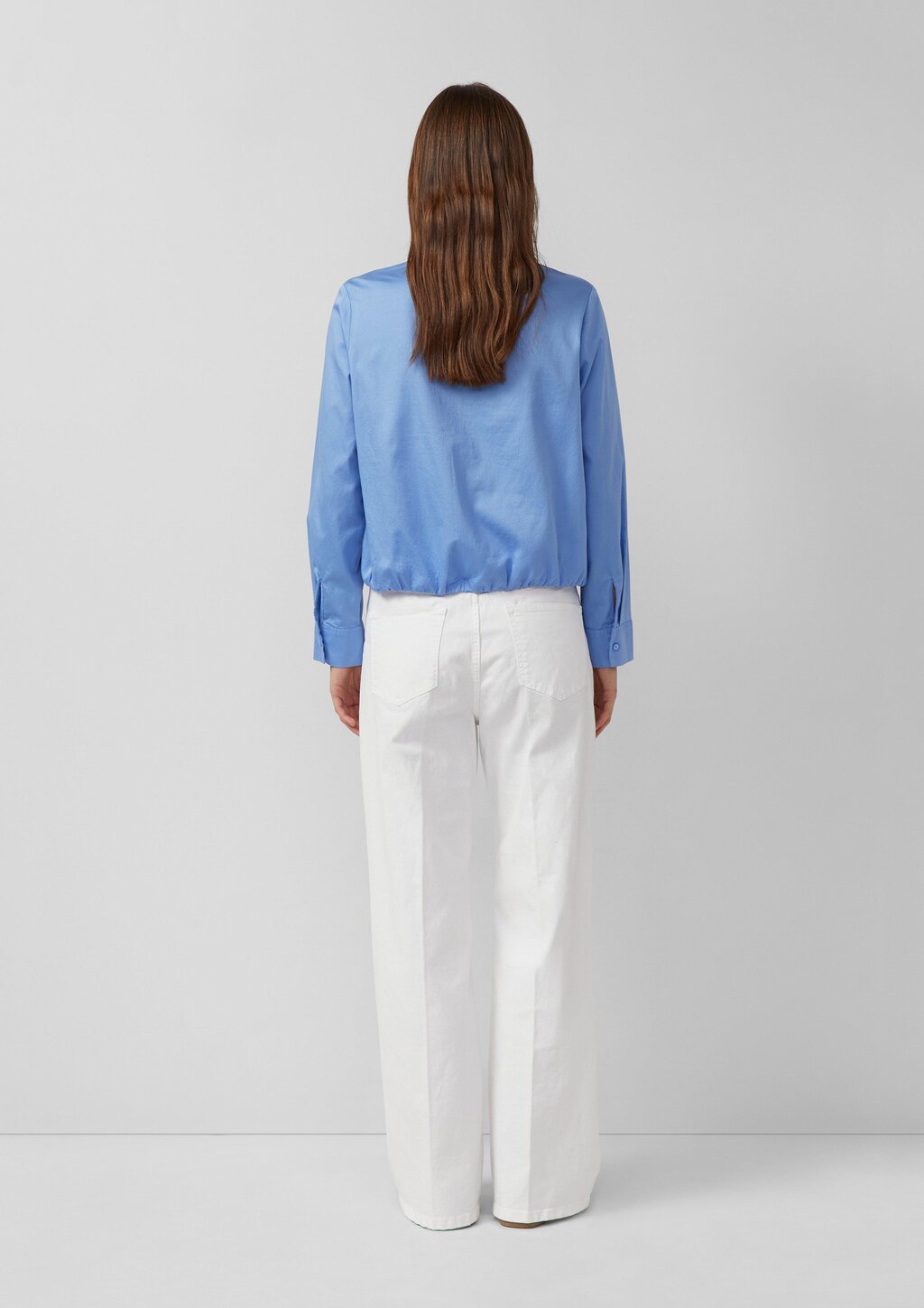 Baumwollsatin-Bluse mit Raffung