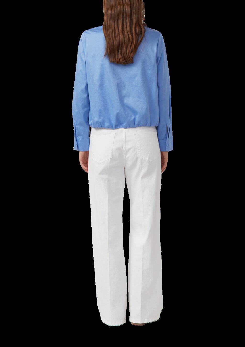 Baumwollsatin-Bluse mit Raffung