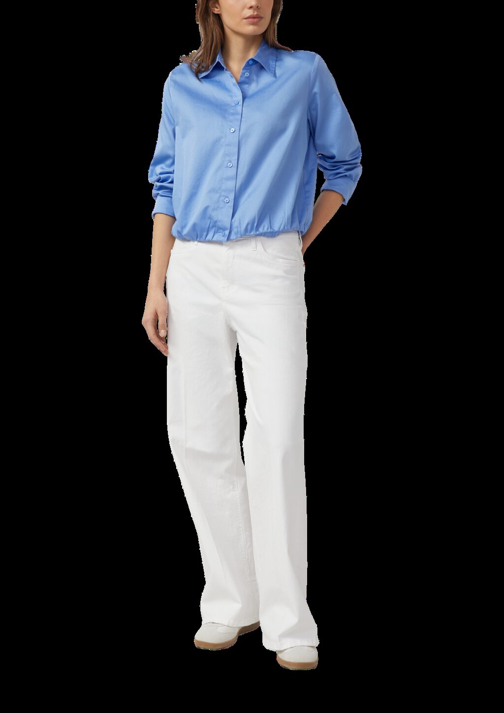 Baumwollsatin-Bluse mit Raffung