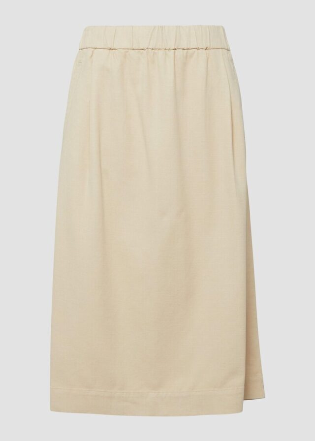 Midi-Twillrock aus Baumwollmix mit Gummizug