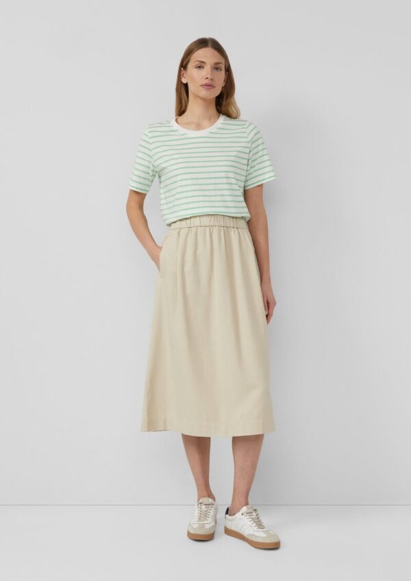 Midi-Twillrock aus Baumwollmix mit Gummizug