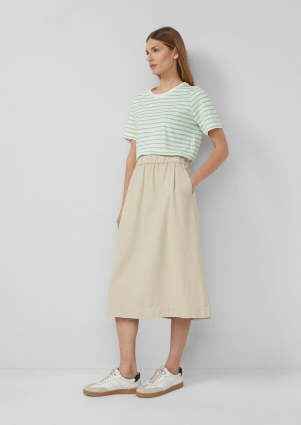 Midi-Twillrock aus Baumwollmix mit Gummizug