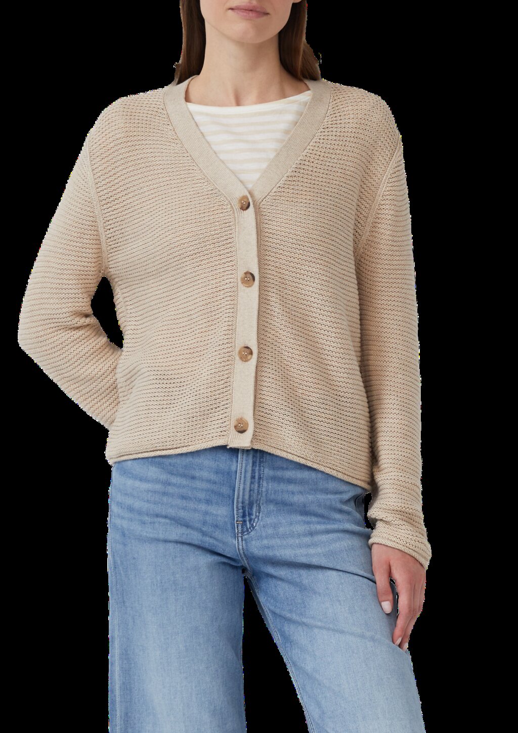 Strickjacke in Ripp-Optik mit Knopfleiste