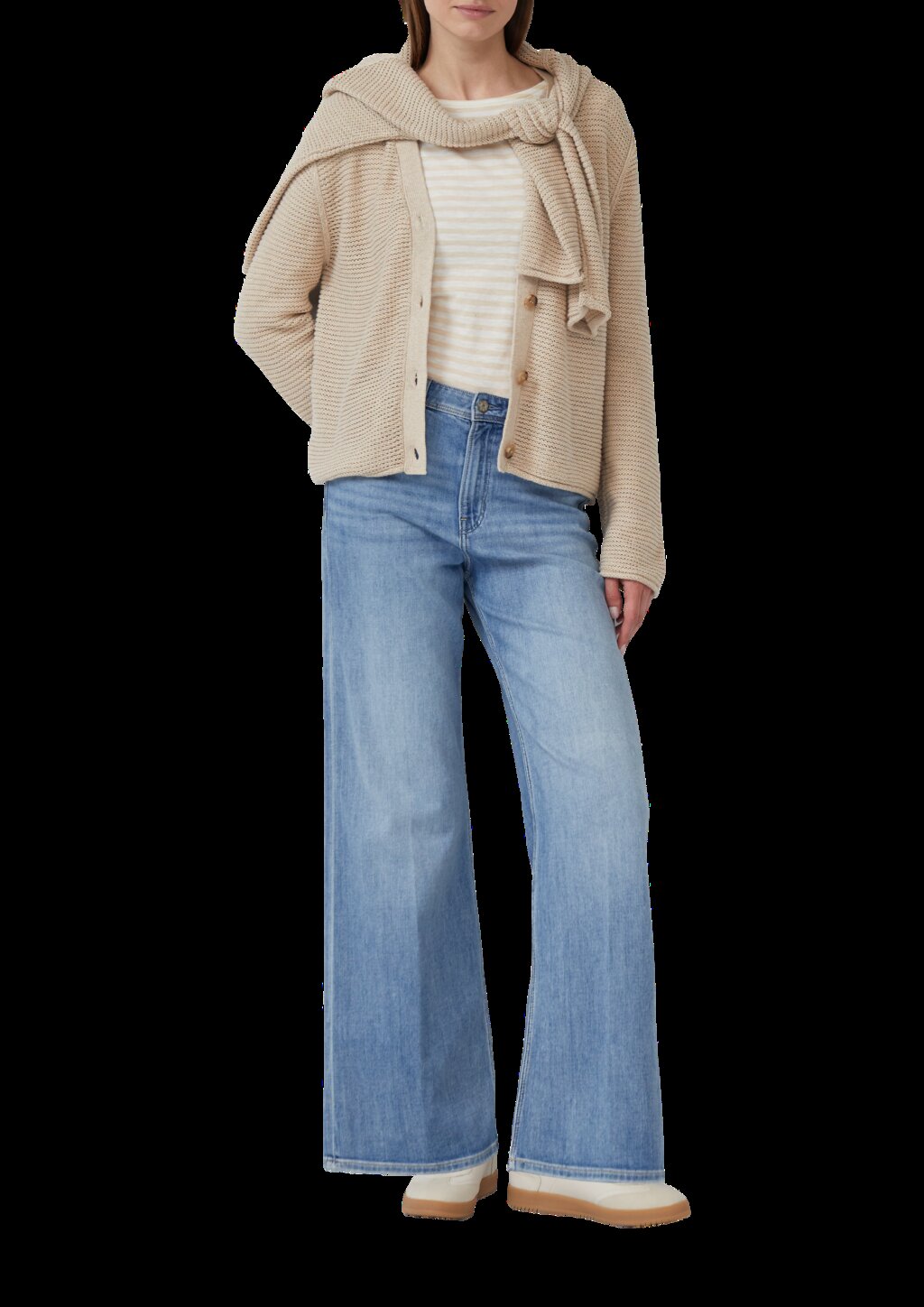 Strickjacke in Ripp-Optik mit Knopfleiste