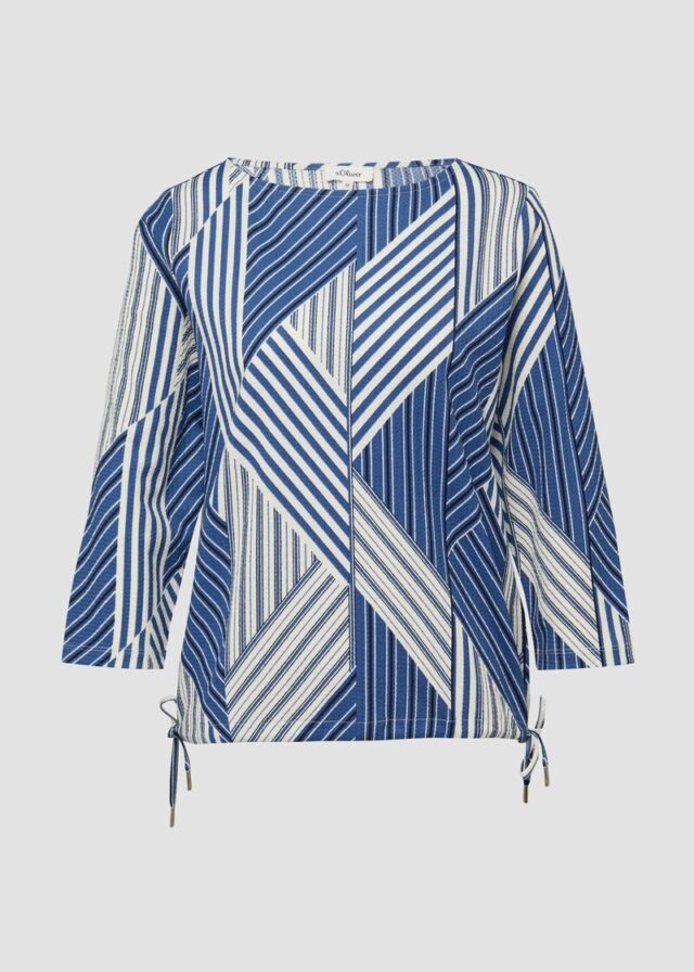 Strukturierte Shirt-Bluse mit U-Boot-Ausschnitt