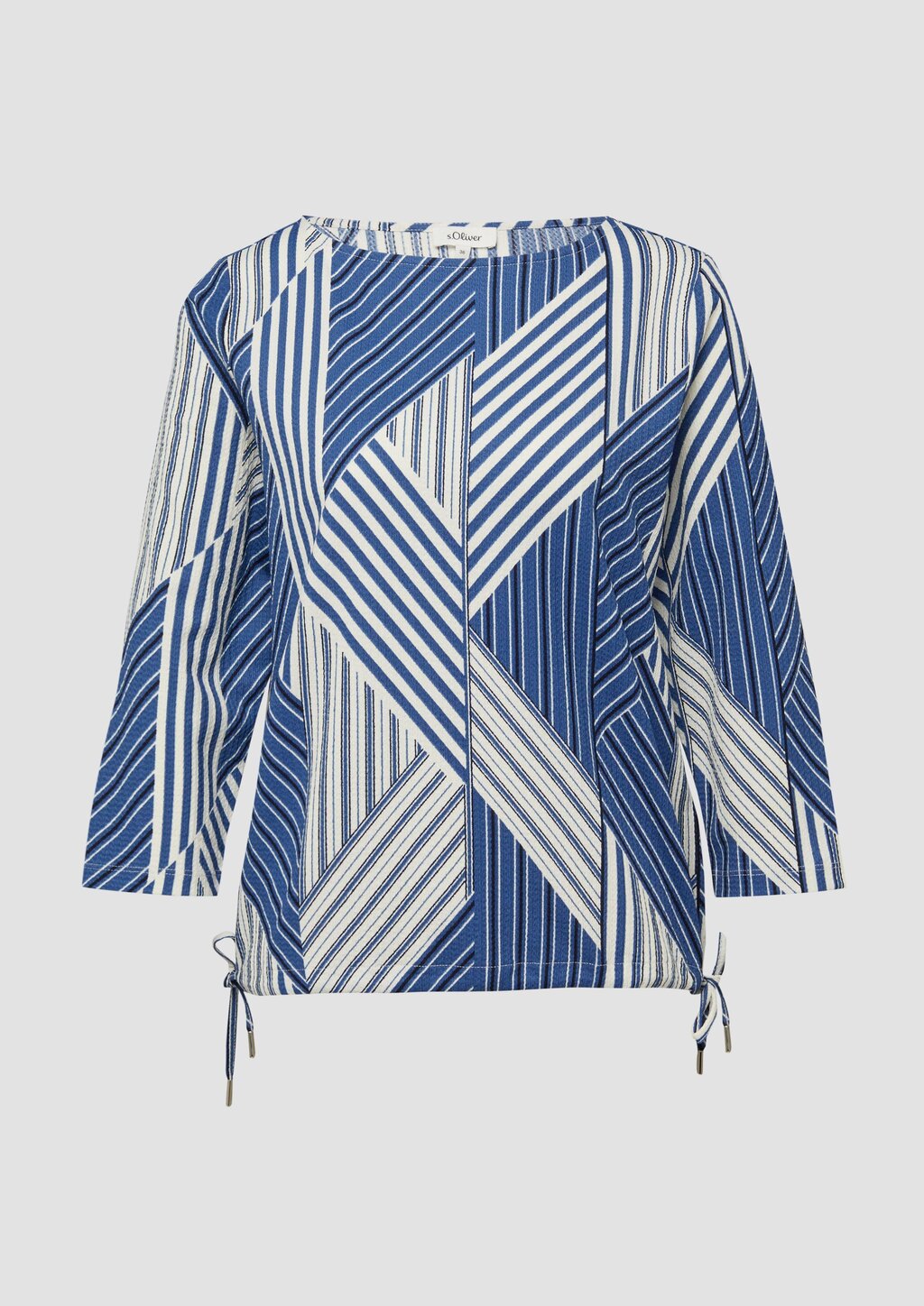 Strukturierte Shirt-Bluse mit U-Boot-Ausschnitt