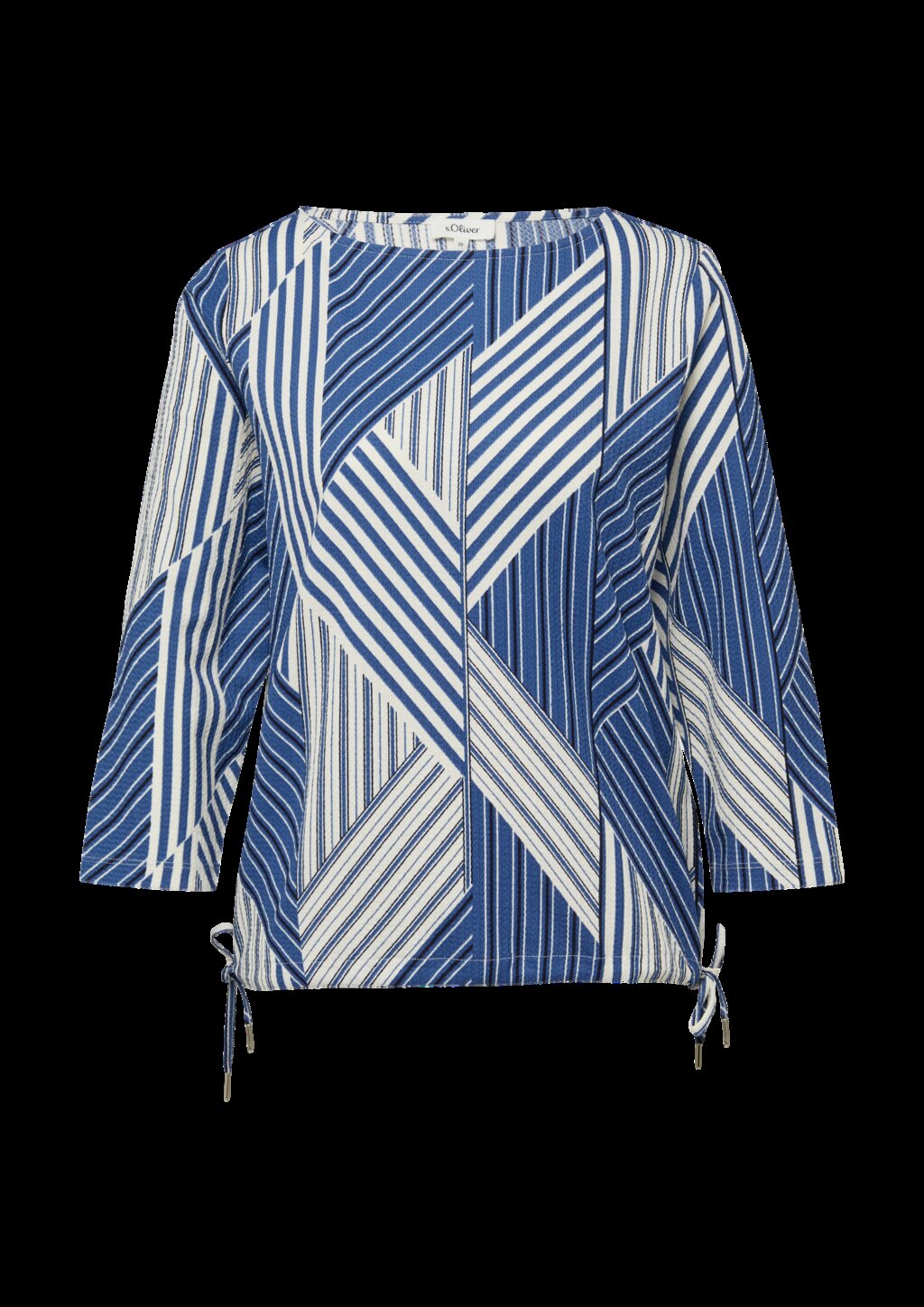 Strukturierte Shirt-Bluse mit U-Boot-Ausschnitt