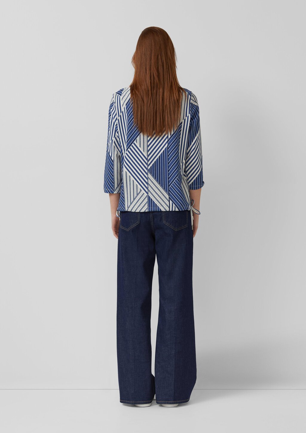 Strukturierte Shirt-Bluse mit U-Boot-Ausschnitt