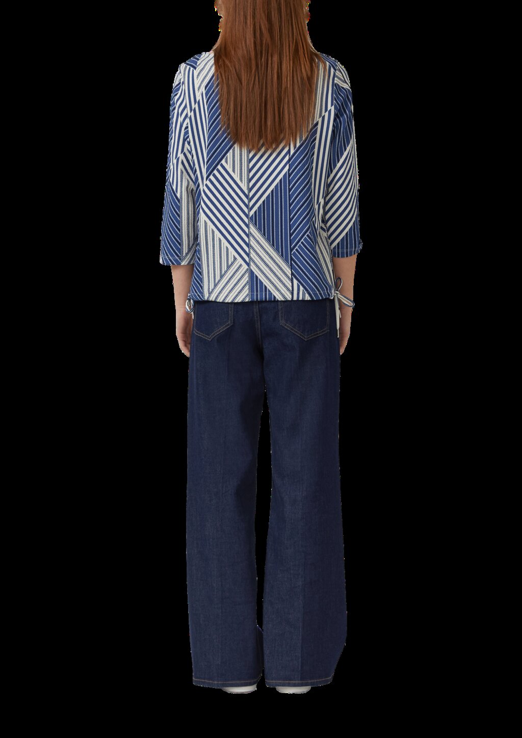 Strukturierte Shirt-Bluse mit U-Boot-Ausschnitt