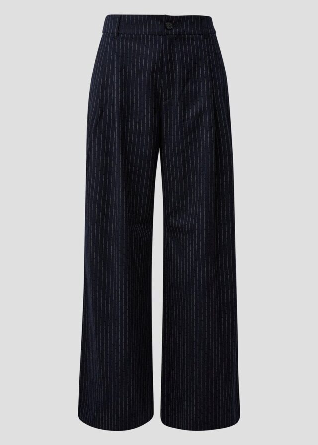 Nadelstreifenhose mit Kontraststreifen: High Rise / Extra Wide Leg