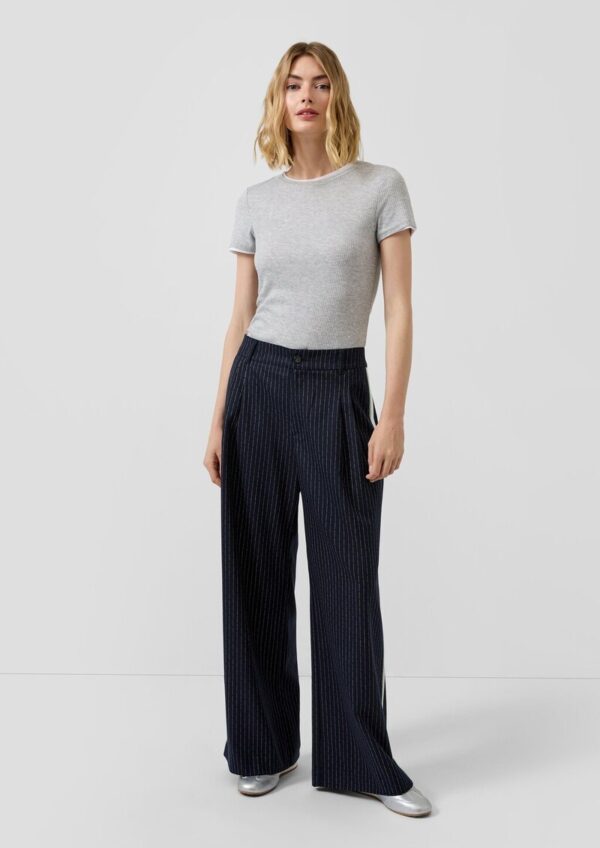 Nadelstreifenhose mit Kontraststreifen: High Rise / Extra Wide Leg