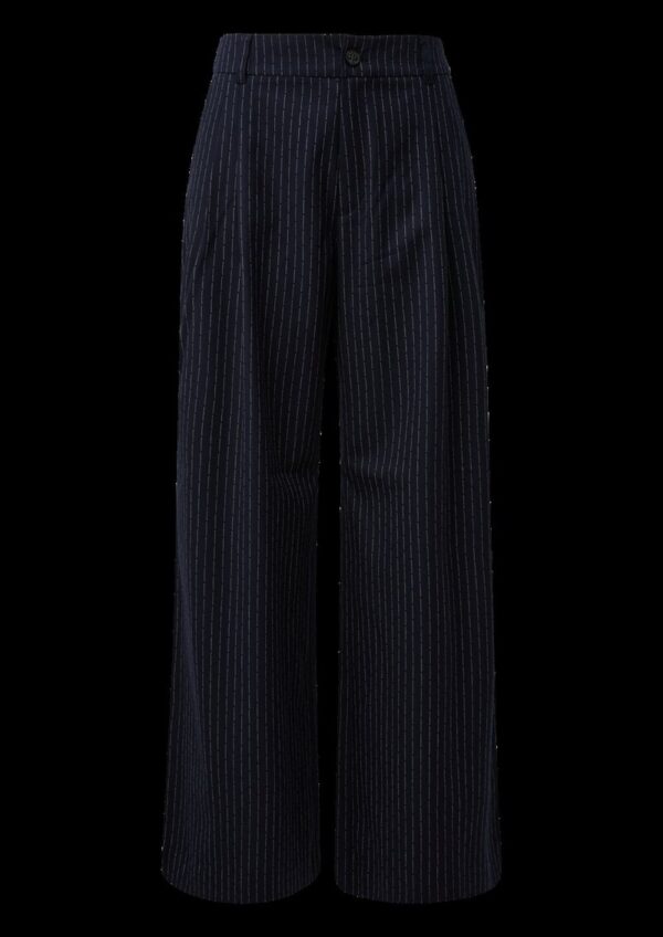 Nadelstreifenhose mit Kontraststreifen: High Rise / Extra Wide Leg
