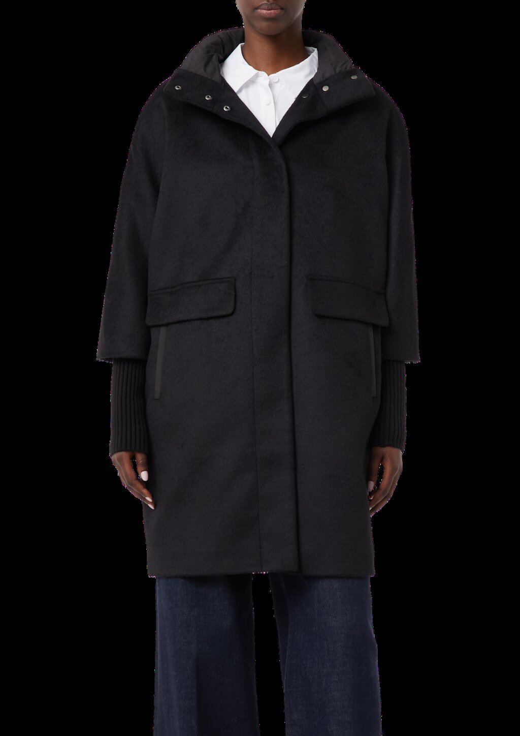 Mantel aus Wollmix mit Steppkragen