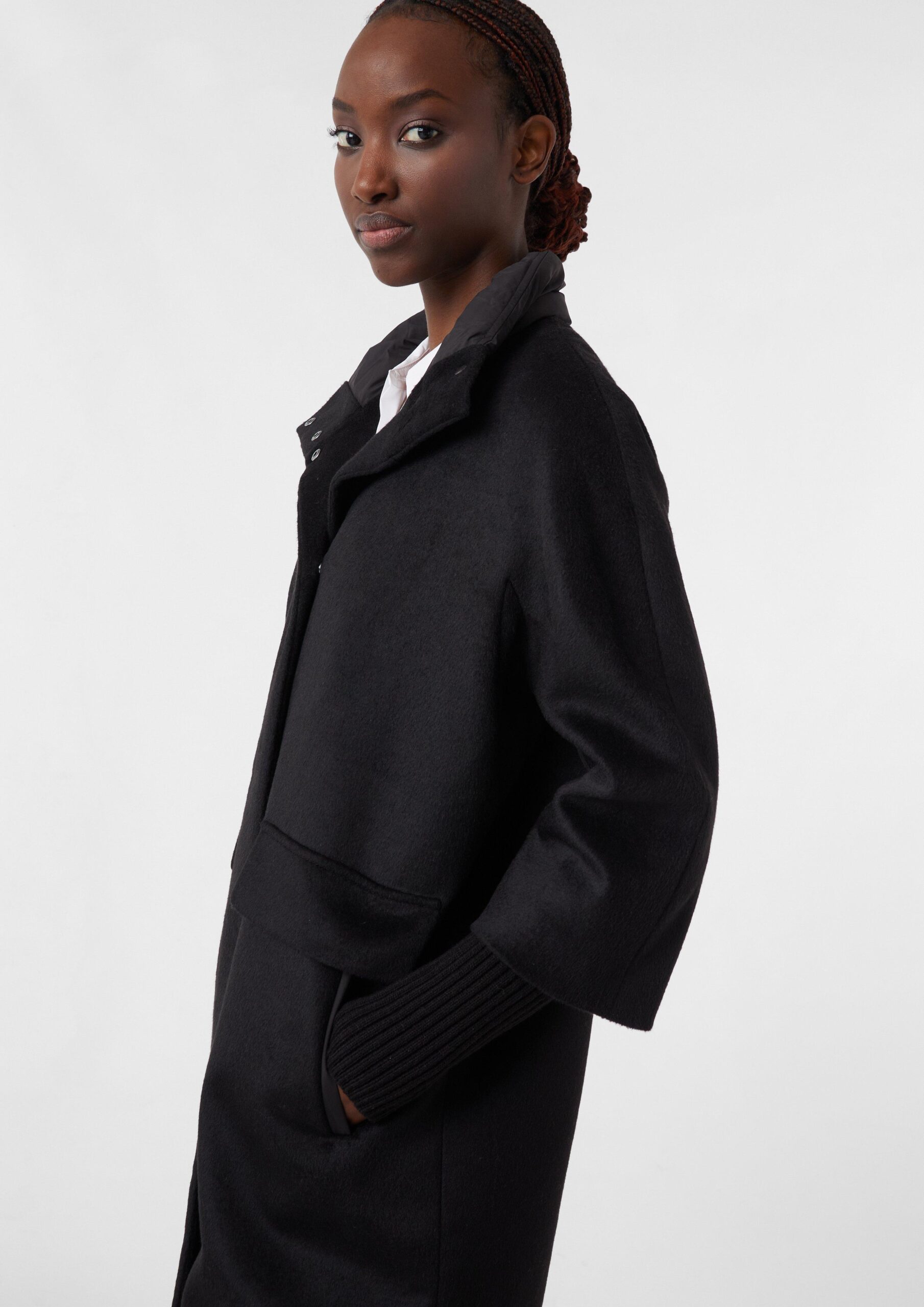 Mantel aus Wollmix mit Steppkragen