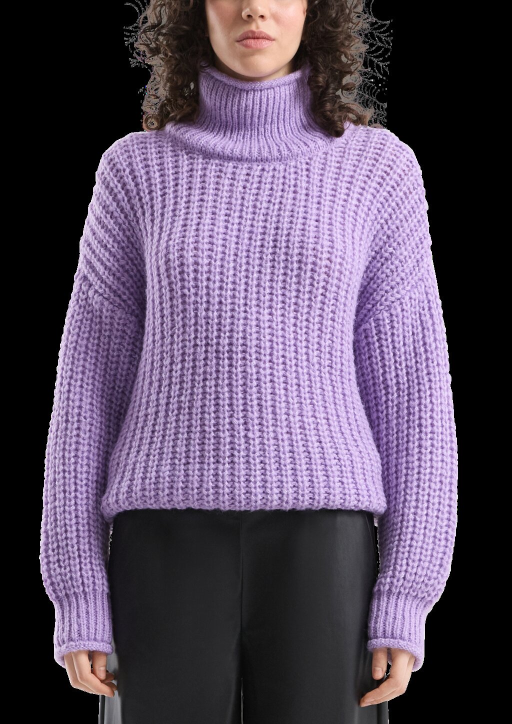 Flauschiger Oversize-Pullover mit Rollkragen