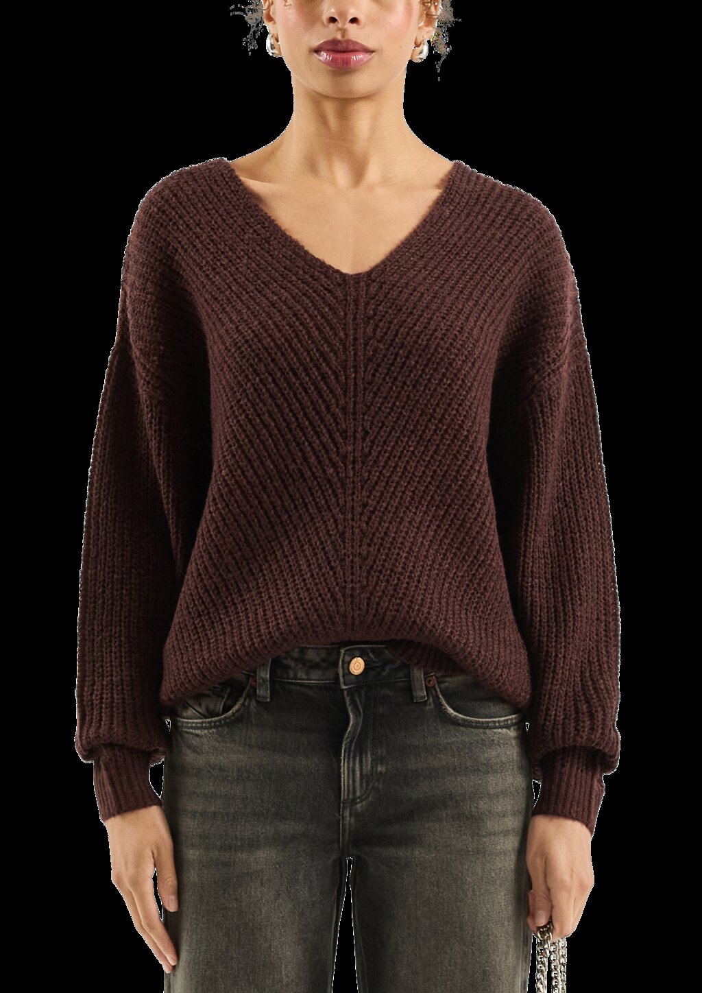 Strickpullover mit V-Auschnitt