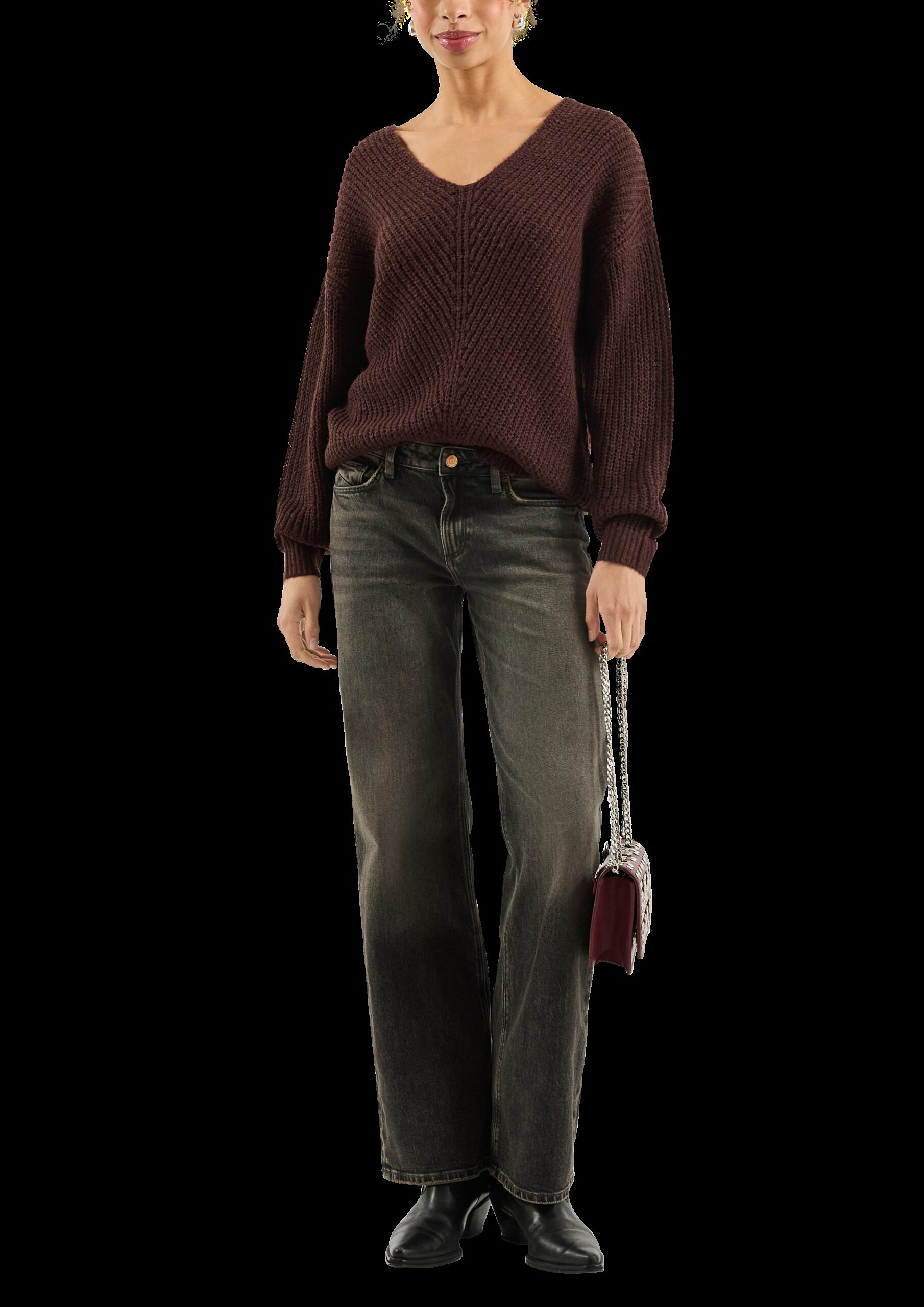 Strickpullover mit V-Auschnitt