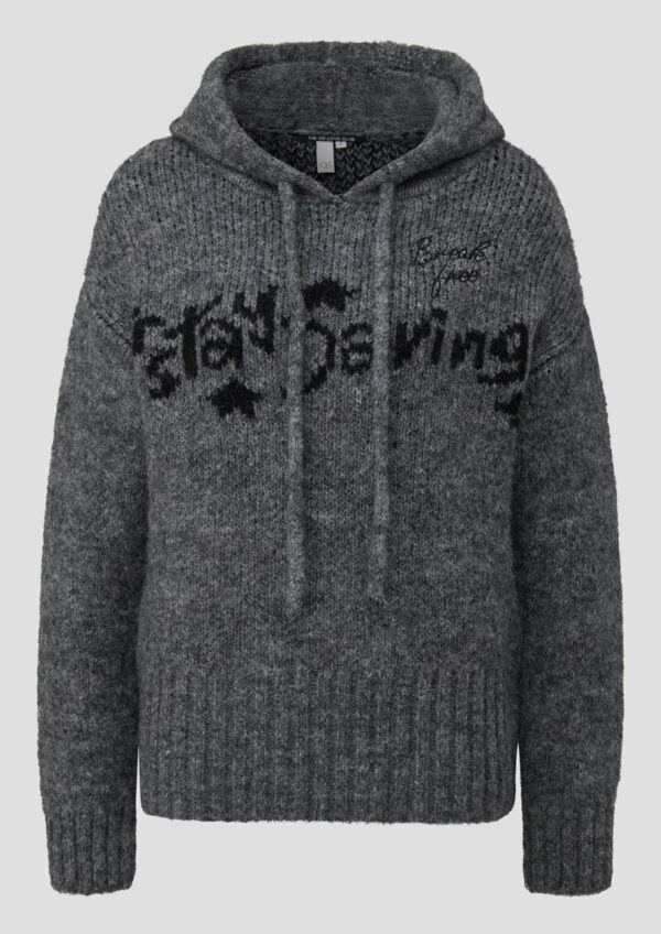 Flauschiger Kapuzenpullover mit eingestricktem Wording