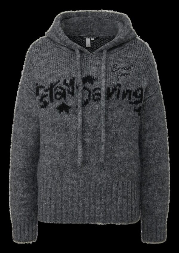 Flauschiger Kapuzenpullover mit eingestricktem Wording