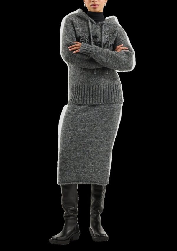 Flauschiger Kapuzenpullover mit eingestricktem Wording