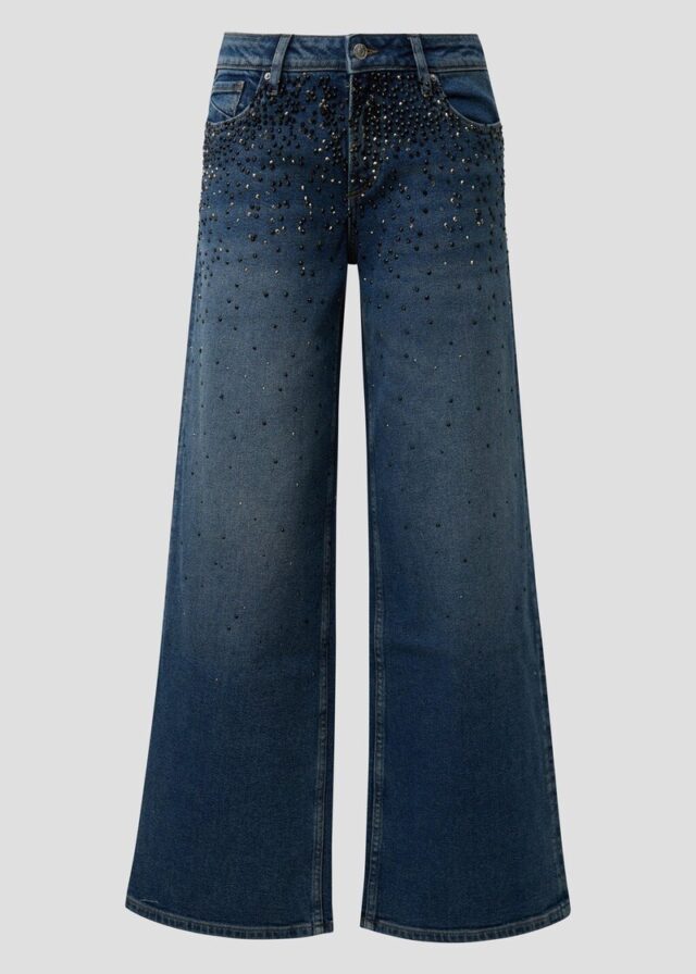 Jeans Catie/Mid Rise/Wide Leg/mit Schmucksteinen
