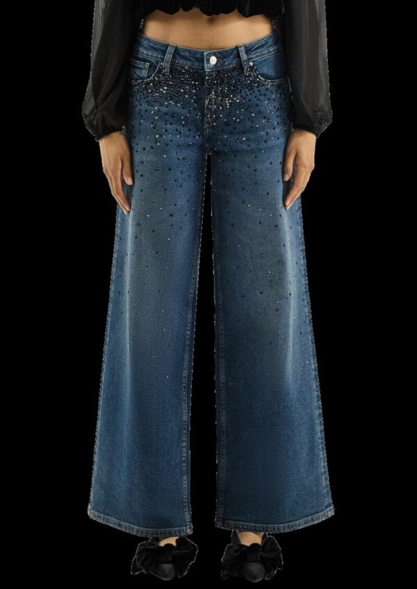 Jeans Catie/Mid Rise/Wide Leg/mit Schmucksteinen