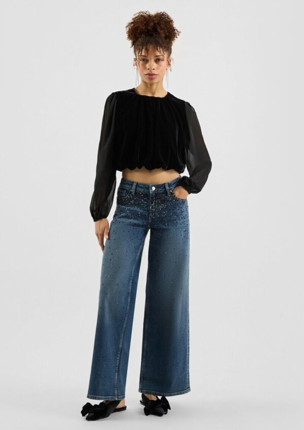 Jeans Catie/Mid Rise/Wide Leg/mit Schmucksteinen