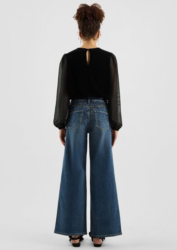 Jeans Catie/Mid Rise/Wide Leg/mit Schmucksteinen