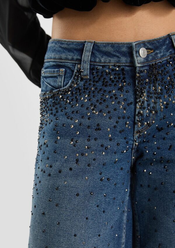 Jeans Catie/Mid Rise/Wide Leg/mit Schmucksteinen