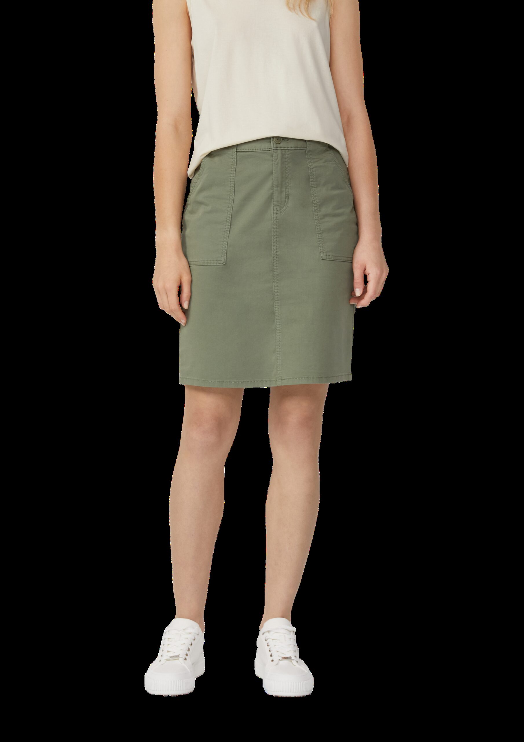 Kurzer Rock mit aufgesetzten Taschen