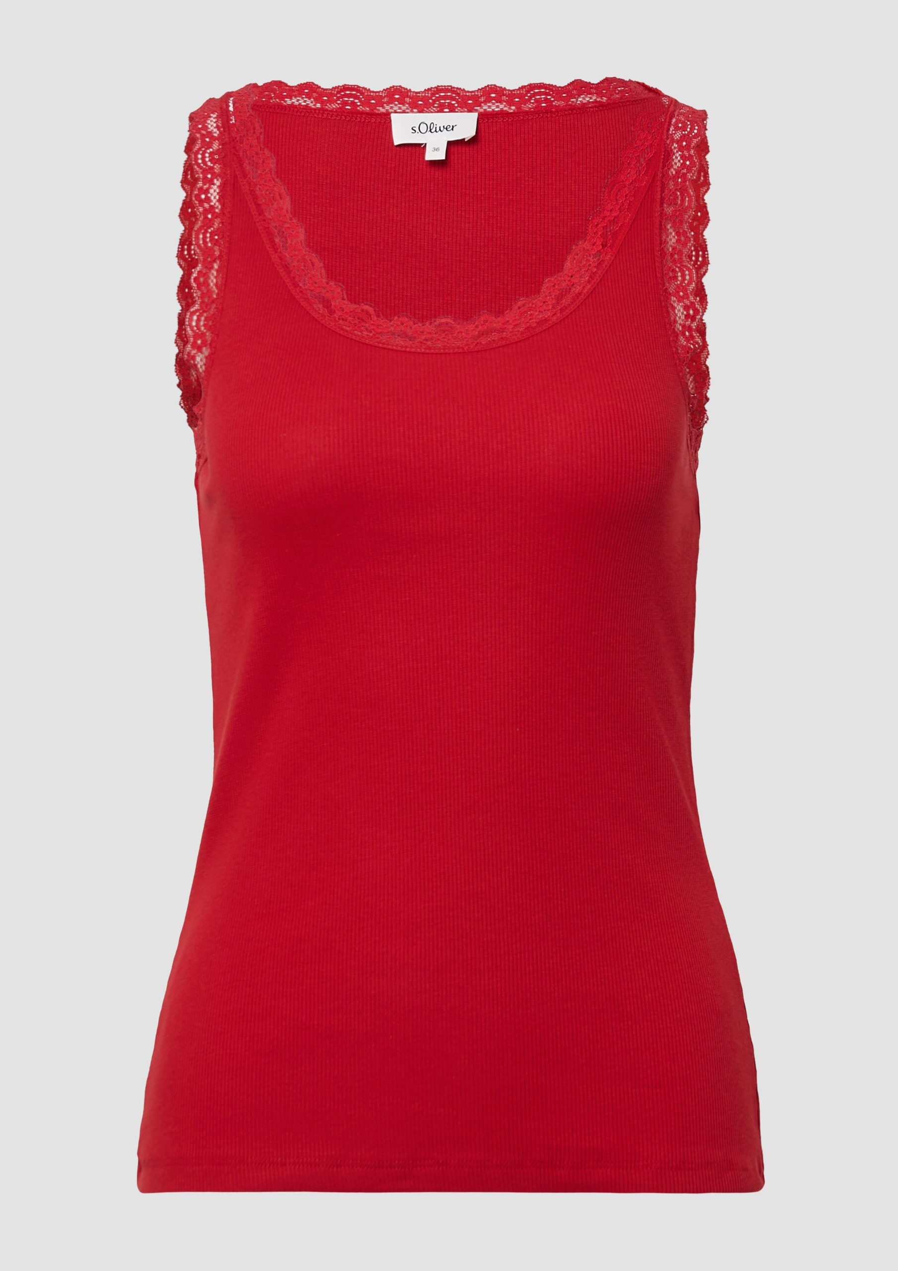 Geripptes Slim-Fit-Tanktop mit Spitze