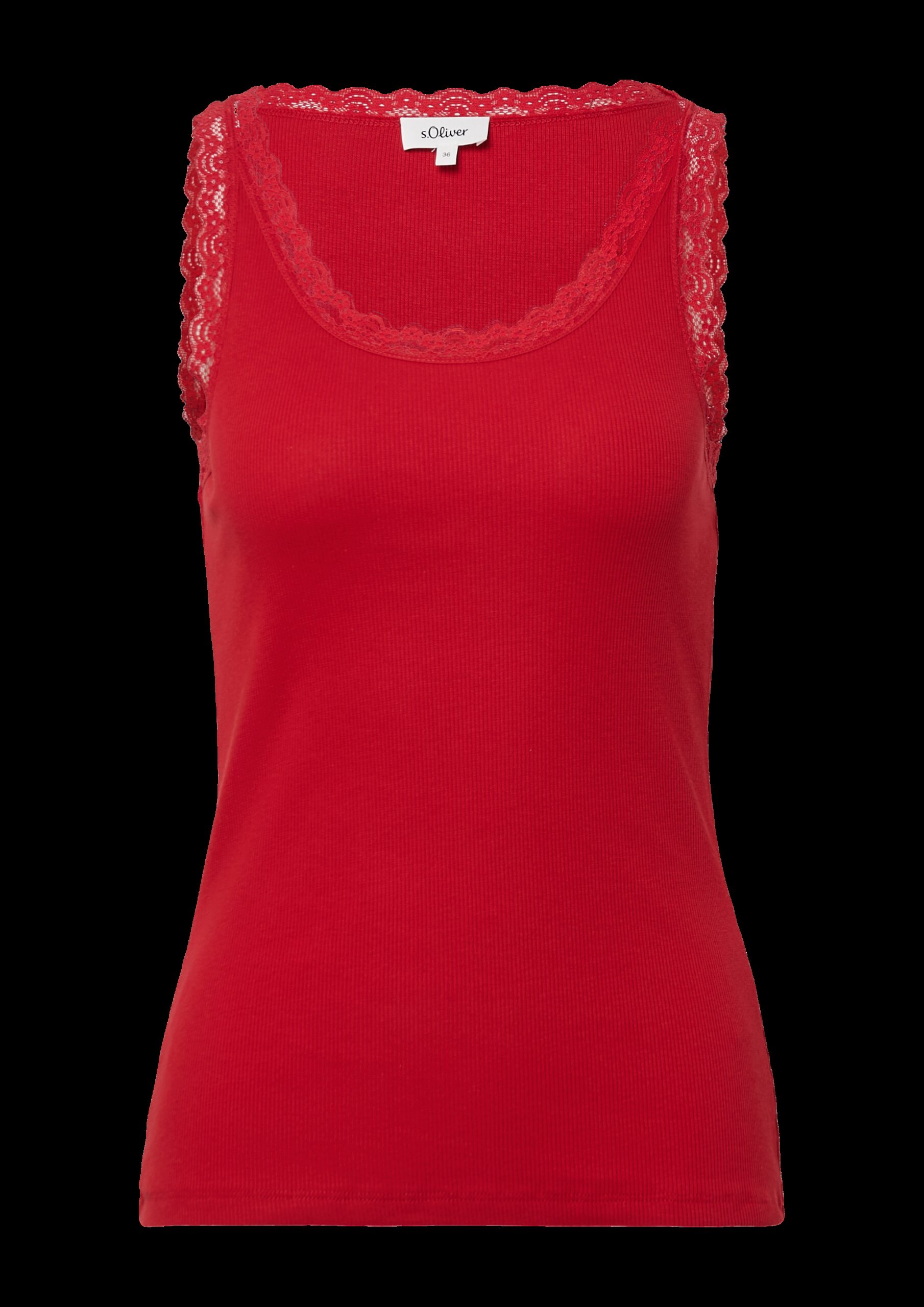Geripptes Slim-Fit-Tanktop mit Spitze